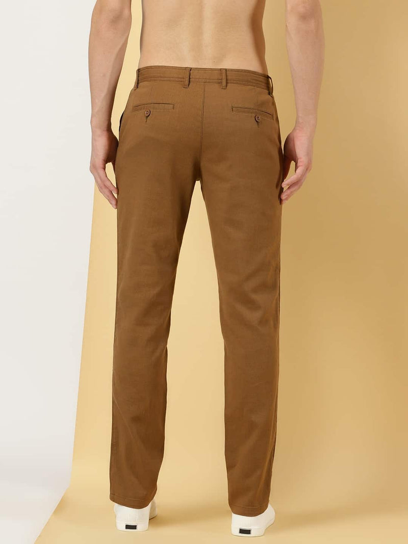 Thomas Scott Men Mid Rise Smart Linen Cotton Chino Trousers