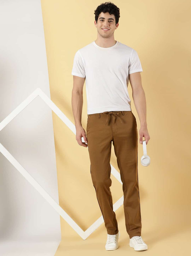 Thomas Scott Men Mid Rise Smart Linen Cotton Chino Trousers