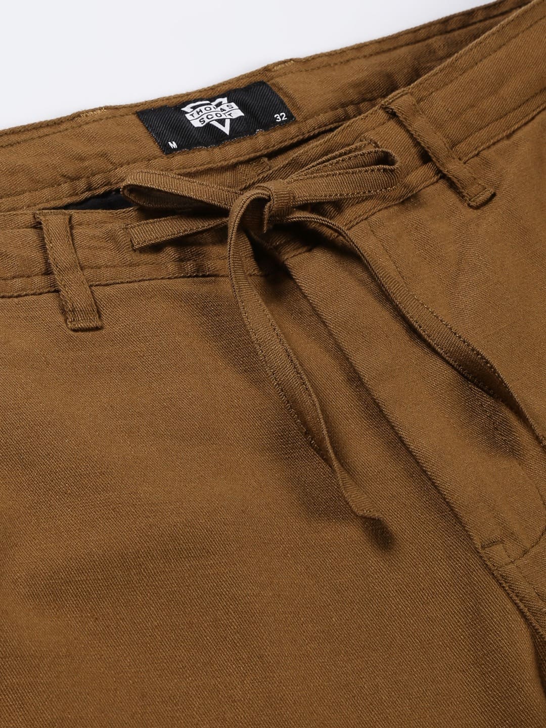 Thomas Scott Men Mid Rise Smart Linen Cotton Chino Trousers