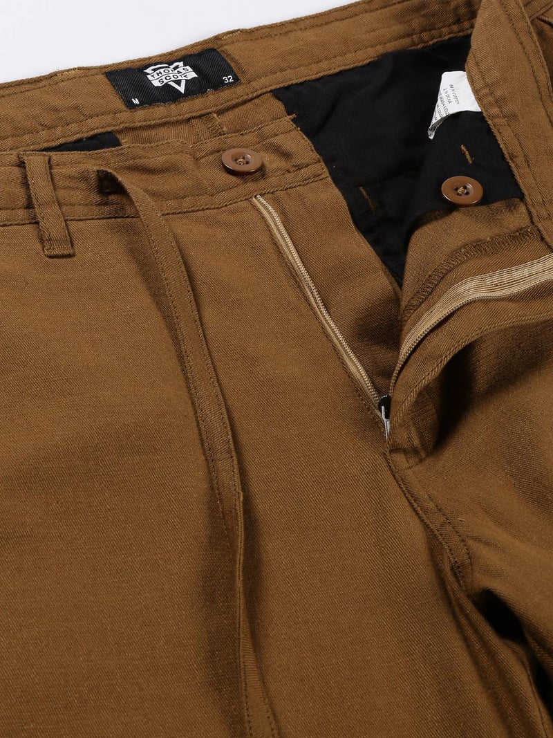 Thomas Scott Men Mid Rise Smart Linen Cotton Chino Trousers