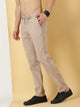 Khaki Smart Regular Fit Mid-Rise Cotton Linen Woven Chinos Trouser For Men