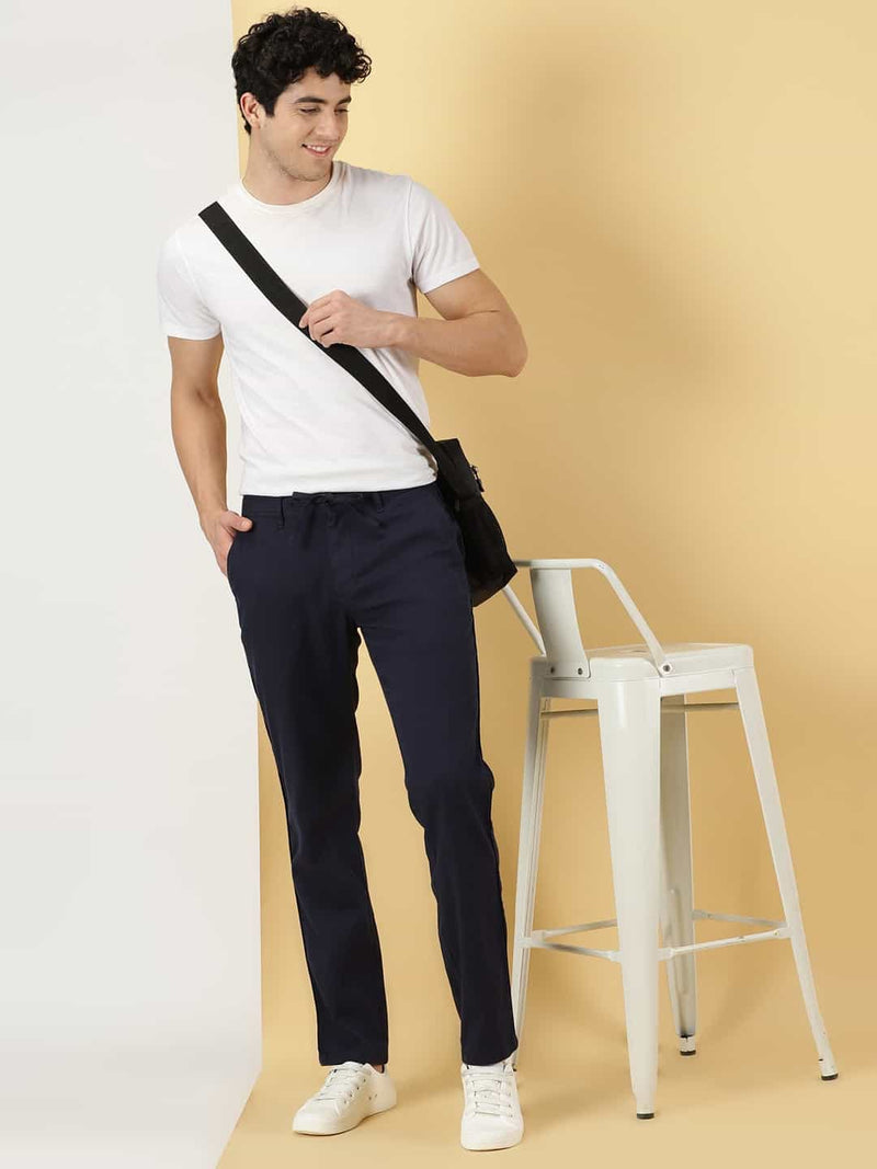 Thomas Scott Men Smart Mid Rise Linen Cotton Trouser