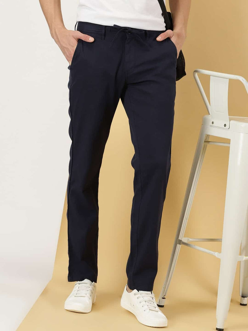 Thomas Scott Men Smart Mid Rise Linen Cotton Trouser