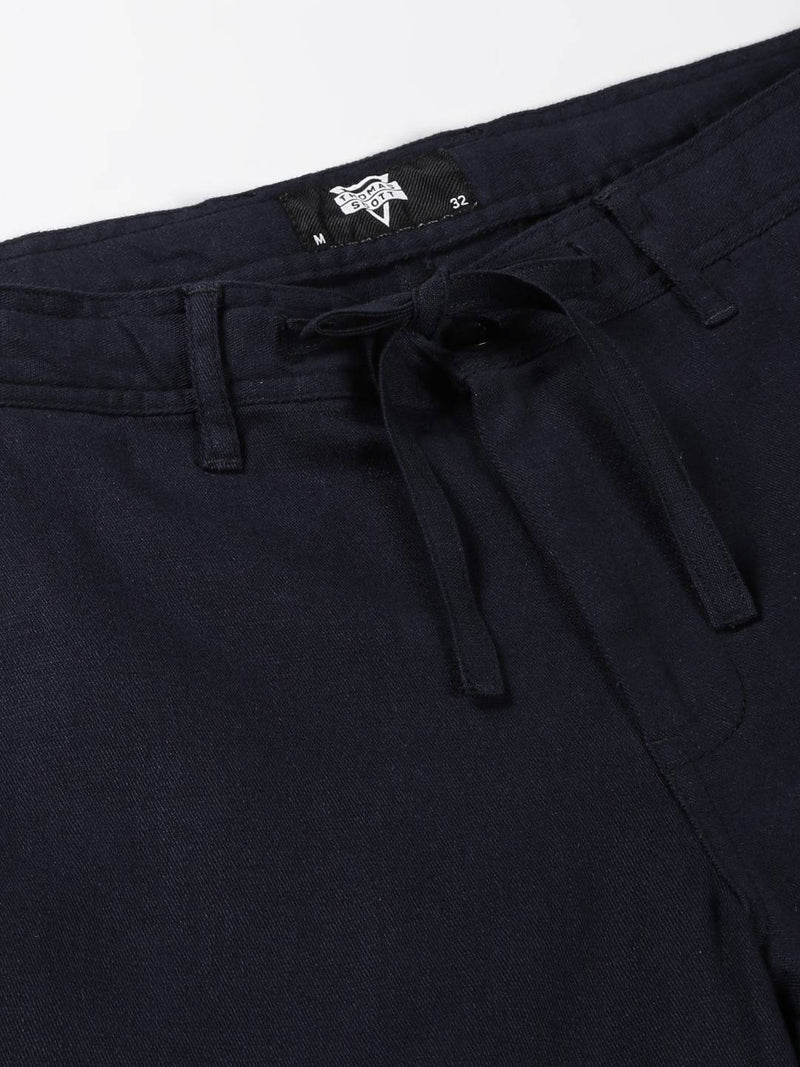 Thomas Scott Men Smart Mid Rise Linen Cotton Trouser