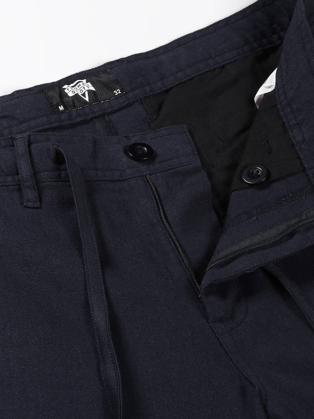Thomas Scott Men Smart Mid Rise Linen Cotton Trouser