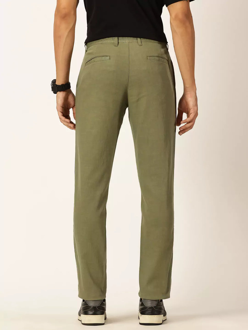 Thomas Scott Men Textured Mid-Rise Smart Chinos Trousers