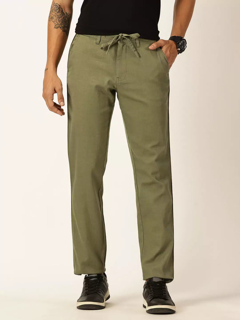 Thomas Scott Men Textured Mid-Rise Smart Chinos Trousers