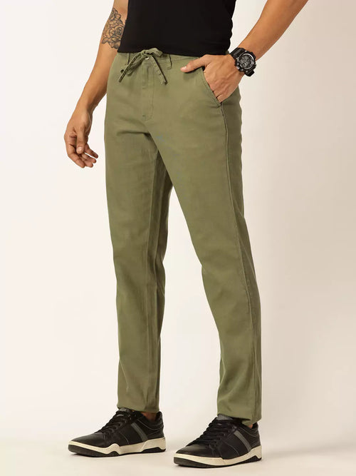 Thomas Scott Men Textured Mid-Rise Smart Chinos Trousers