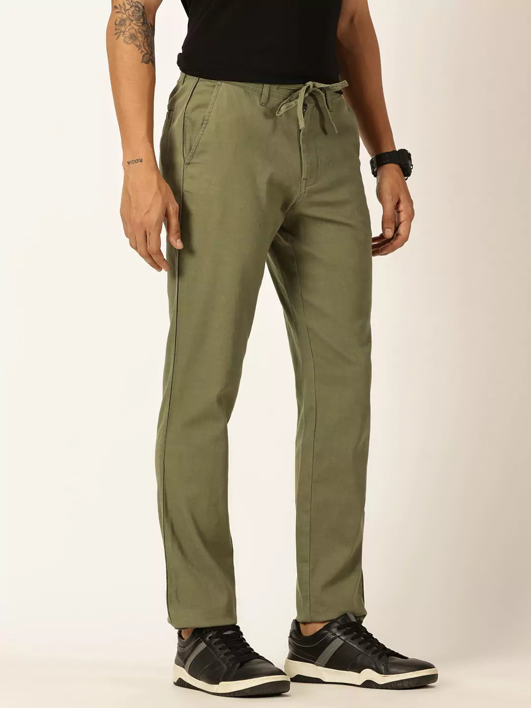 Thomas Scott Men Textured Mid-Rise Smart Chinos Trousers