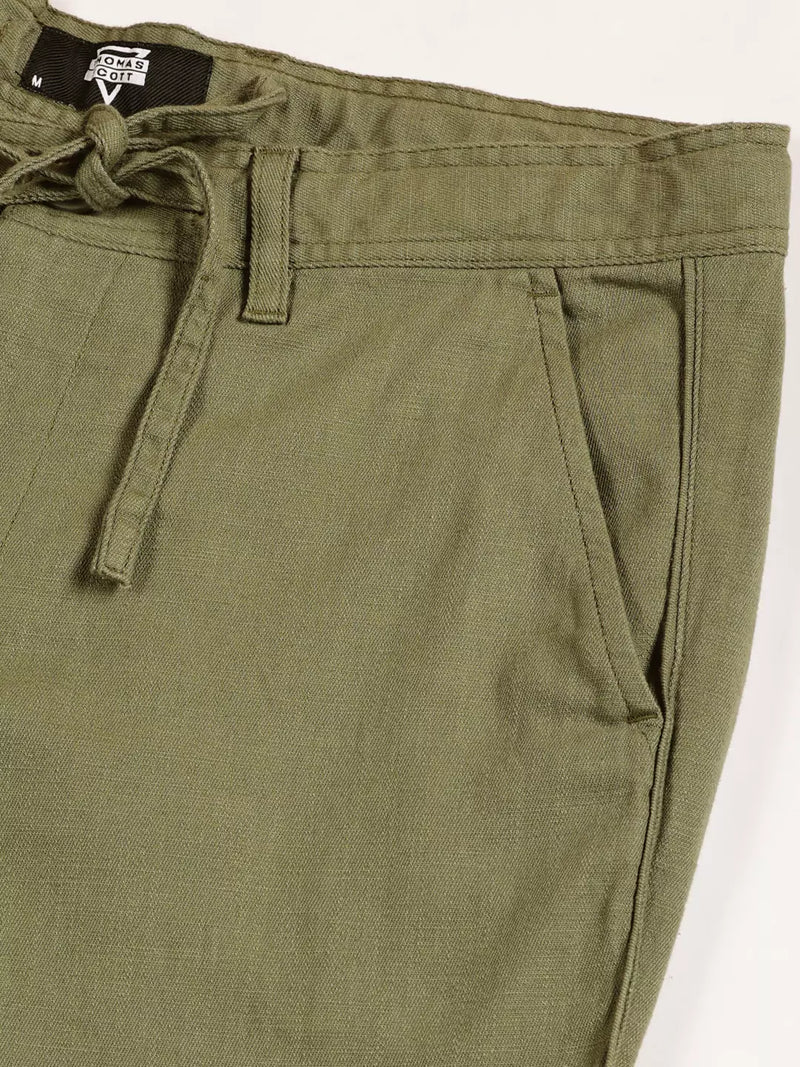 Thomas Scott Men Textured Mid-Rise Smart Chinos Trousers