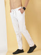 White Smart Regular Fit Mid-Rise Cotton Linen Woven Chinos Trouser For Men