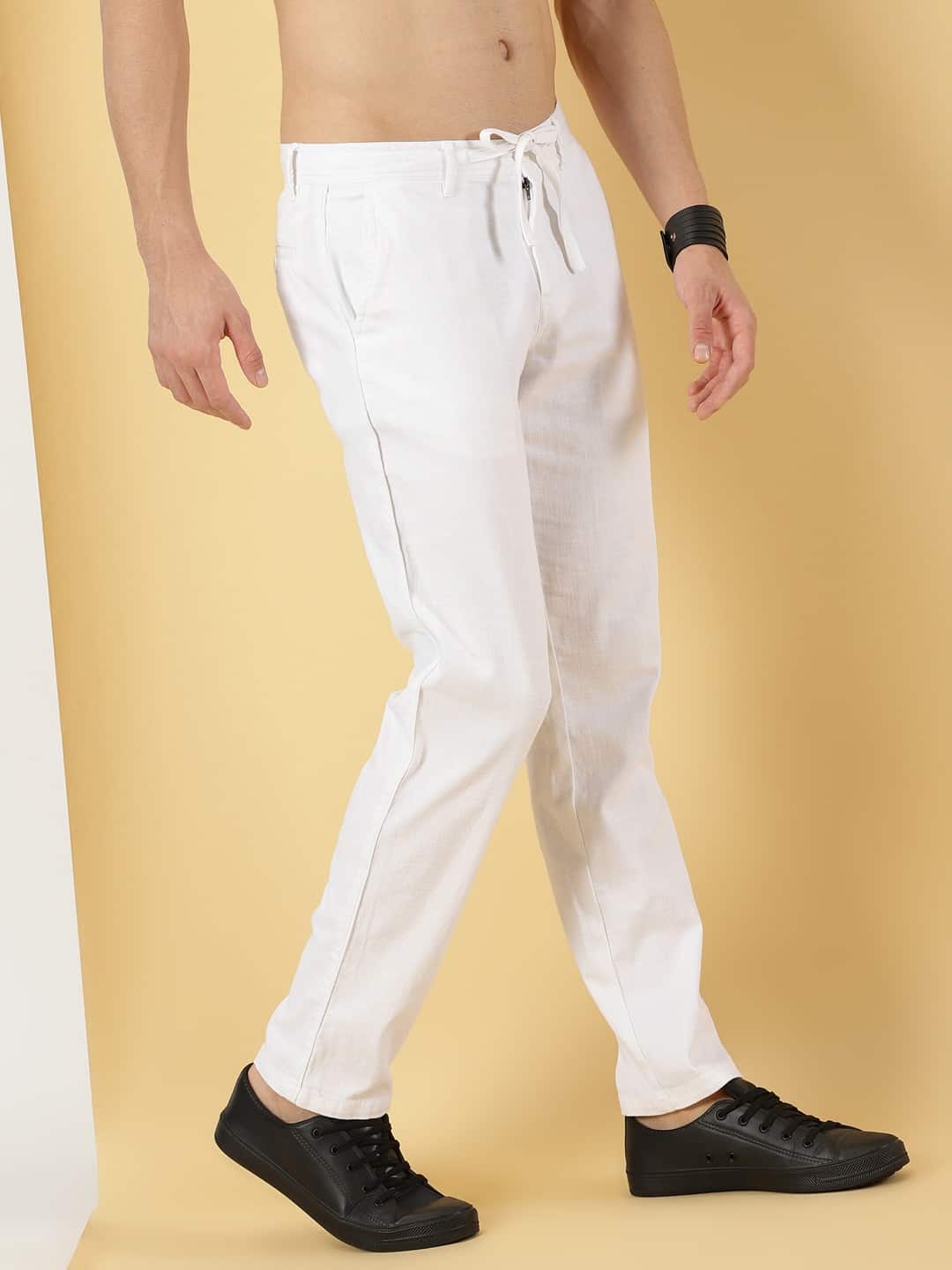Thomas Scott Men Smart Linen Cotton Chinos Trousers