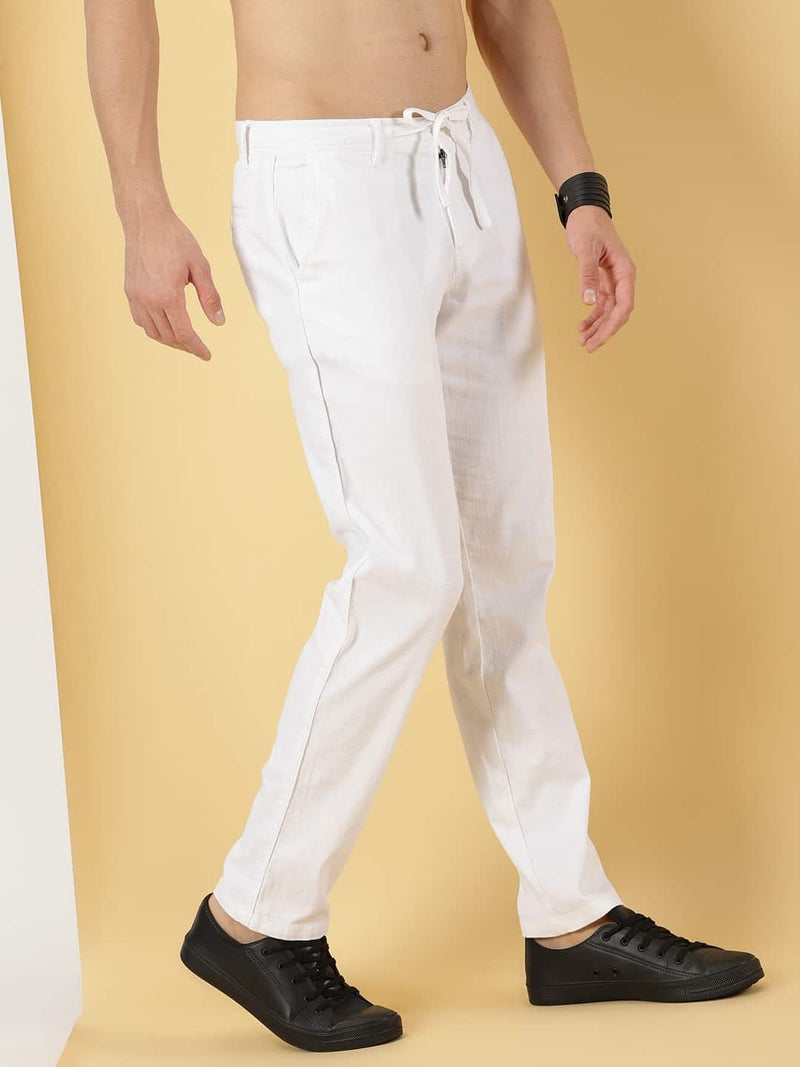 Thomas Scott Men Smart Linen Cotton Chinos Trousers