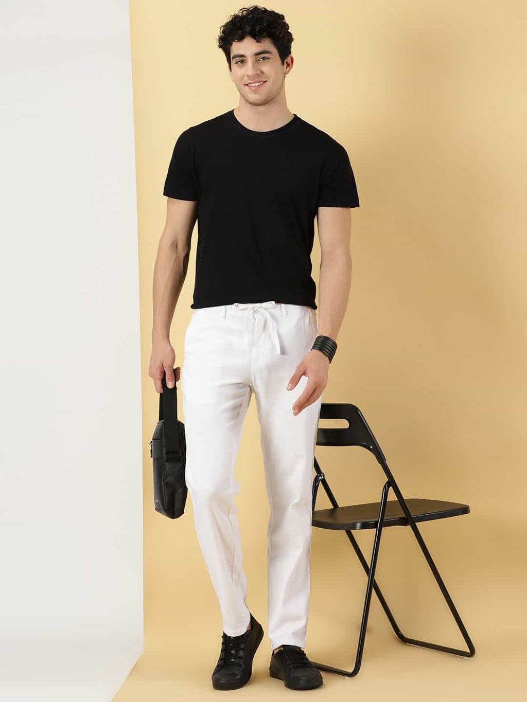 Thomas Scott Men Smart Linen Cotton Chinos Trousers