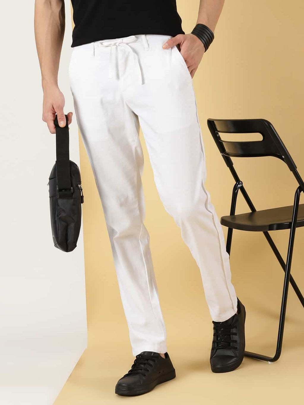 Thomas Scott Men Smart Linen Cotton Chinos Trousers