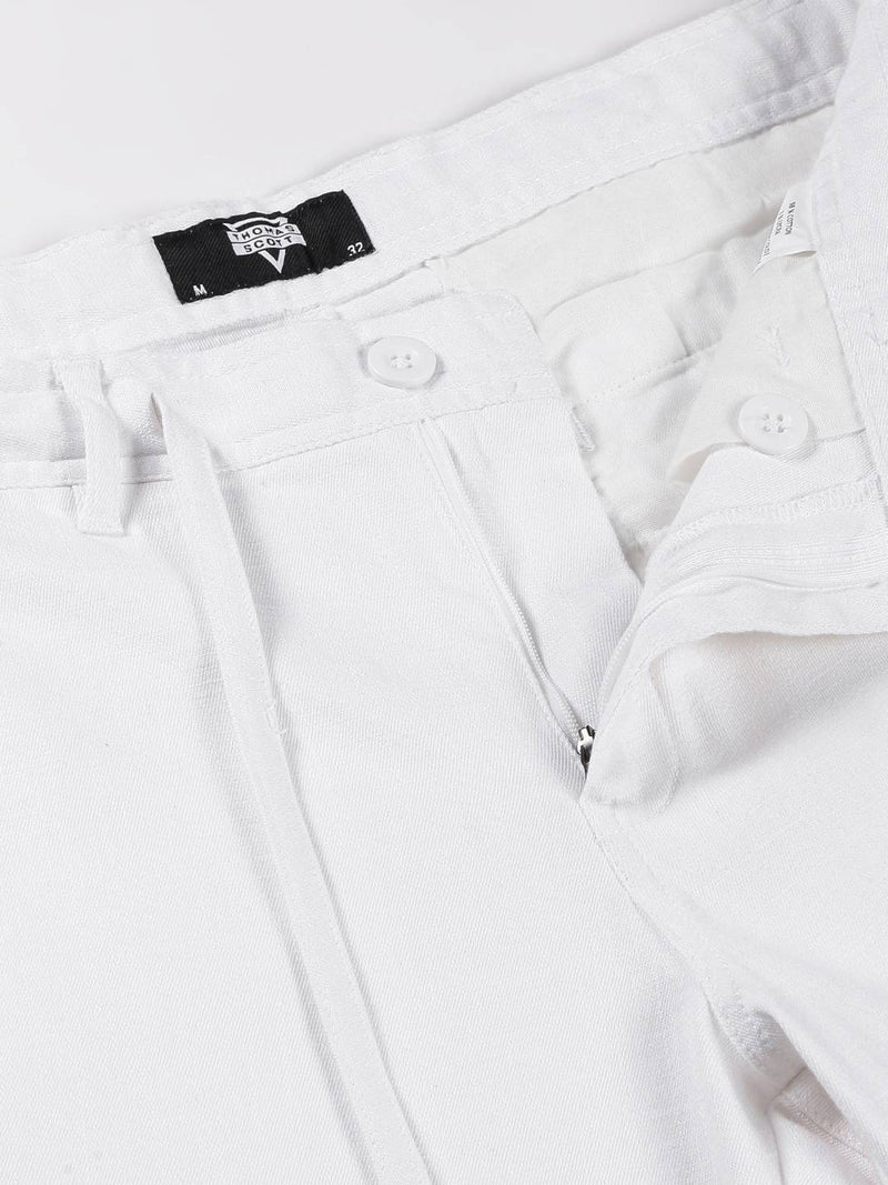 Thomas Scott Men Smart Linen Cotton Chinos Trousers