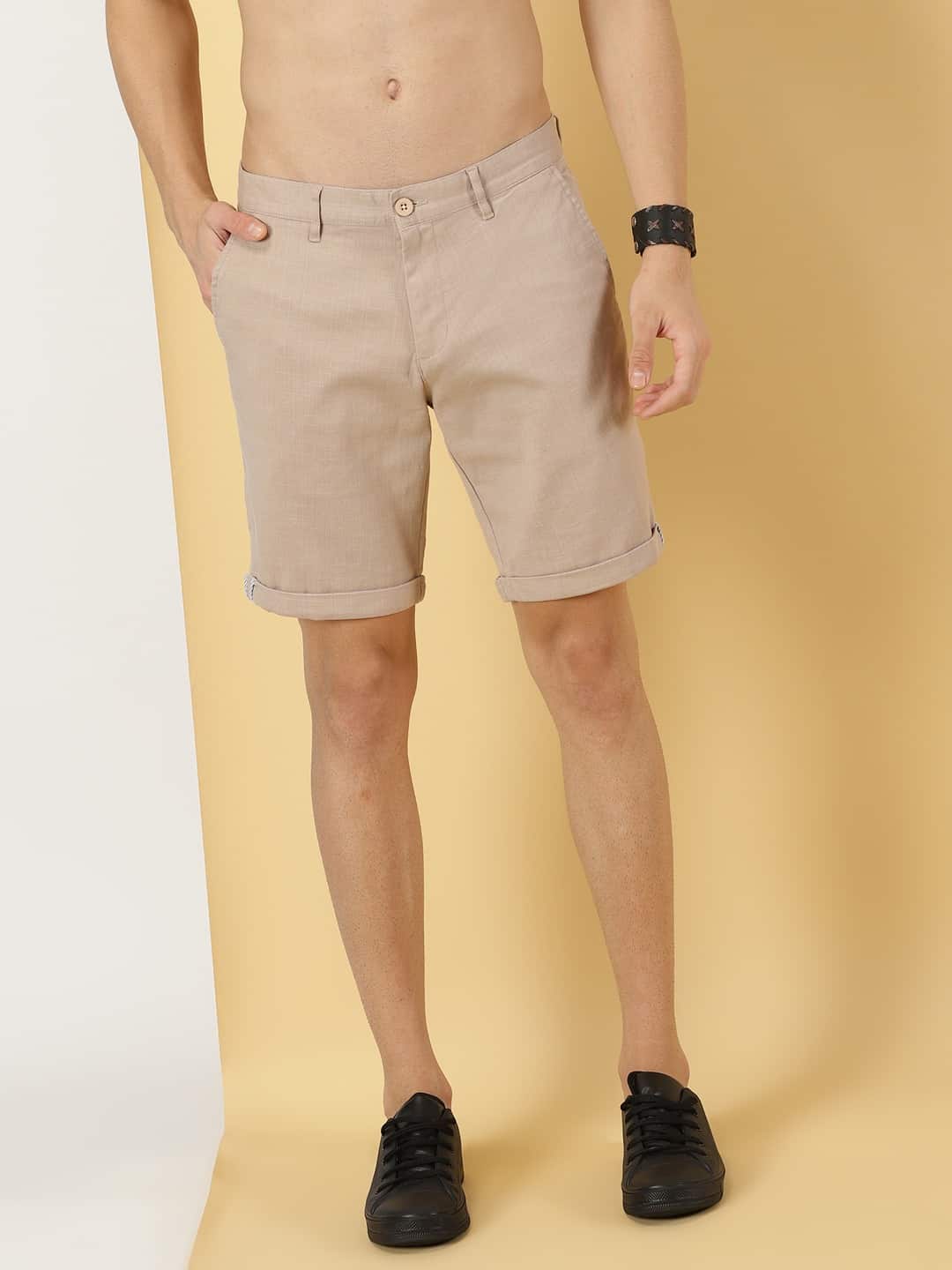 Thomas Scott Men Linen Cotton Slim Fit Shorts