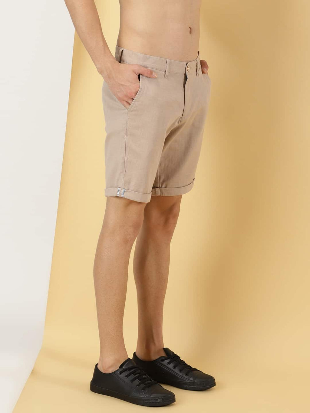 Thomas Scott Men Linen Cotton Slim Fit Shorts