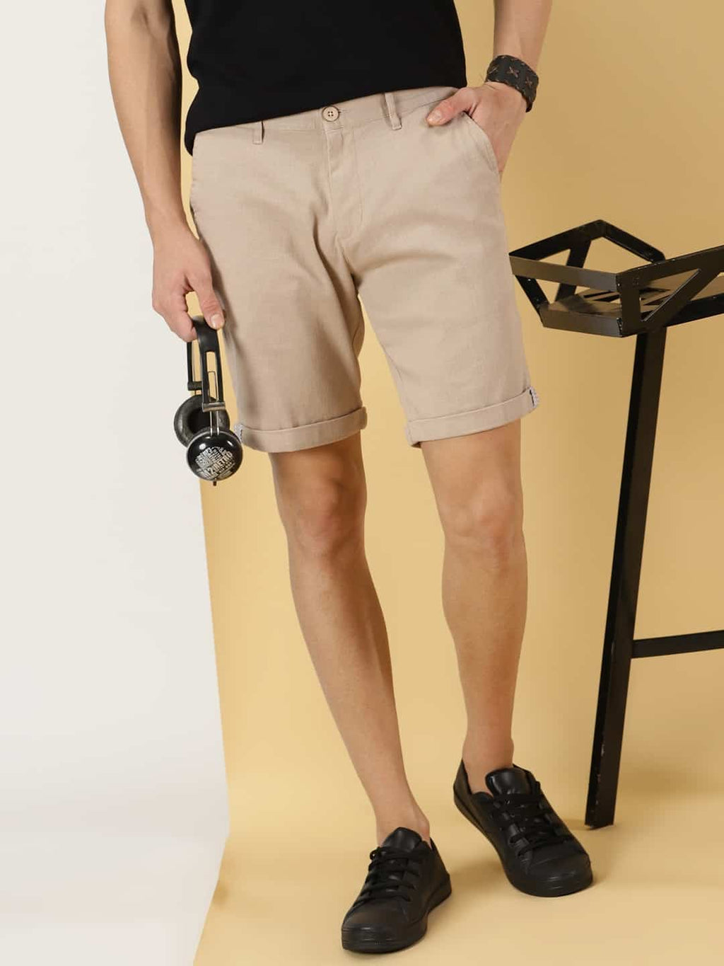Thomas Scott Men Linen Cotton Slim Fit Shorts