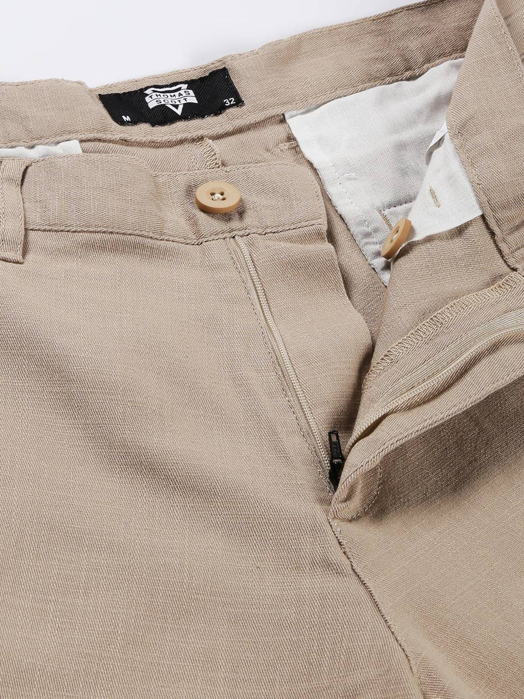 Thomas Scott Men Linen Cotton Slim Fit Shorts