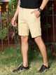 Khaki Mid-Rise Slim Fit Shorts For Men