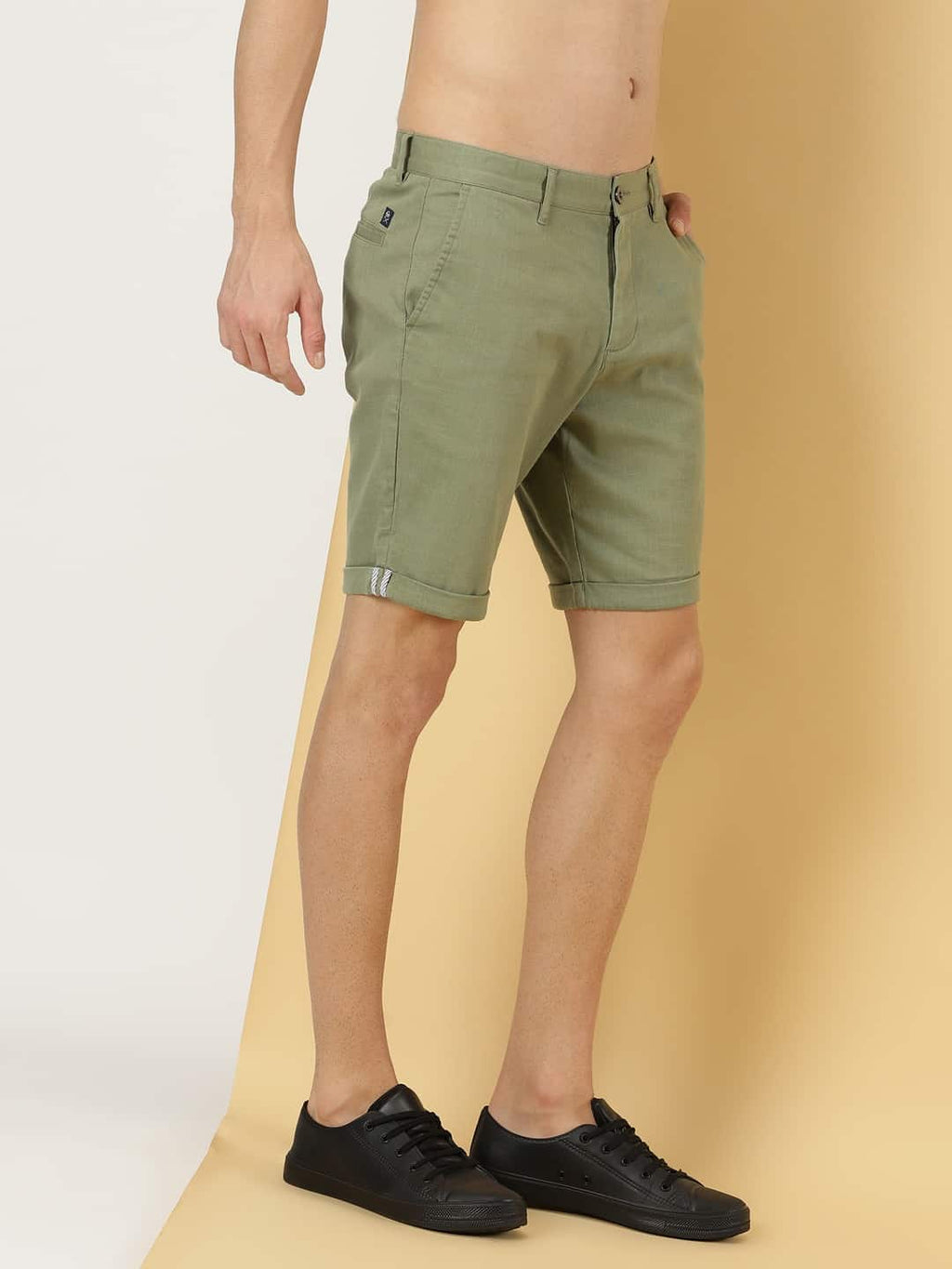 Thomas Scott Men Linen Cotton Slim Fit Shorts