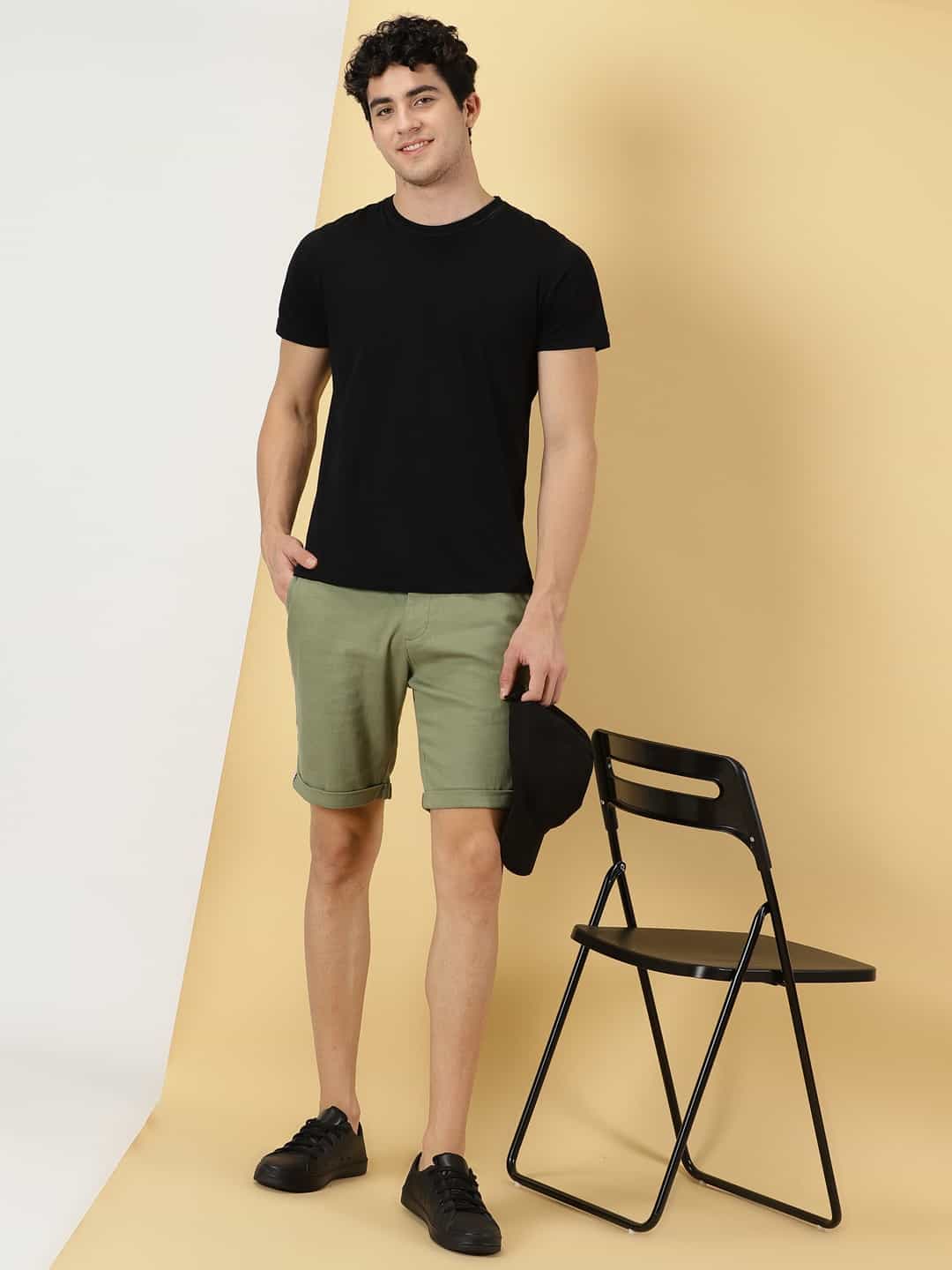 Thomas Scott Men Linen Cotton Slim Fit Shorts