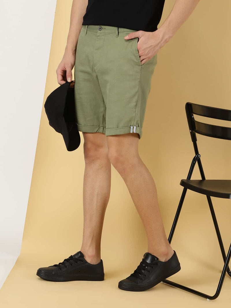 Thomas Scott Men Linen Cotton Slim Fit Shorts