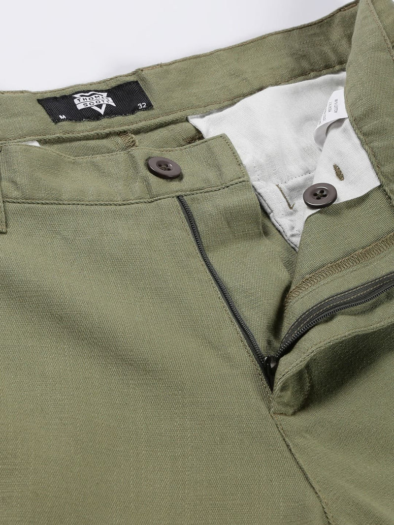 Thomas Scott Men Linen Cotton Slim Fit Shorts