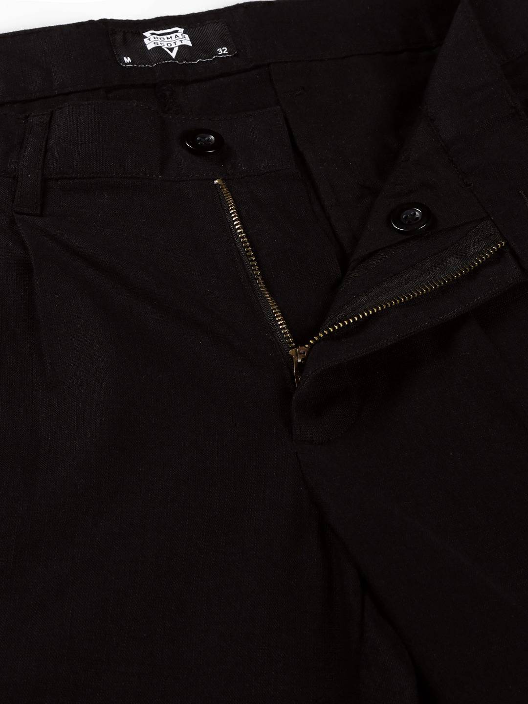 Thomas Scott Men Smart Linen Cotton Pleated Chino Trouser