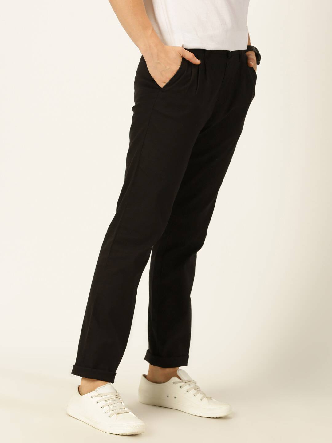 Thomas Scott Men Smart Linen Cotton Pleated Chino Trouser