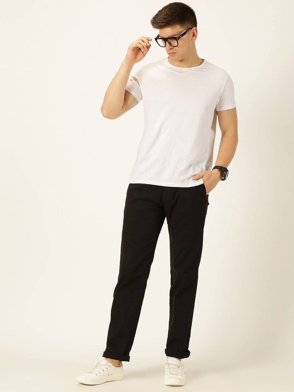 Thomas Scott Men Smart Linen Cotton Pleated Chino Trouser