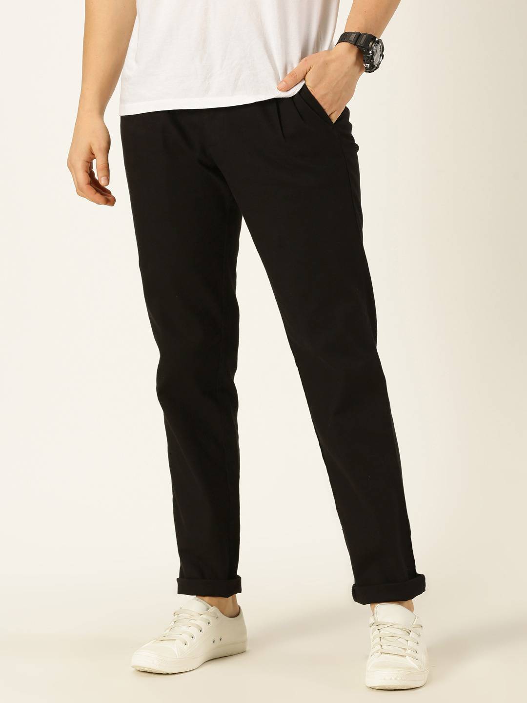 Thomas Scott Men Smart Linen Cotton Pleated Chino Trouser