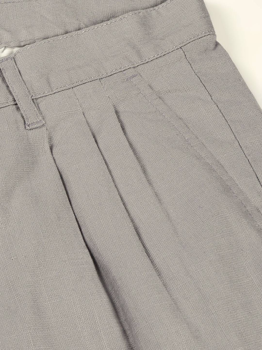 Thomas Scott Men Smart Linen Cotton Pleated Chino Trouser