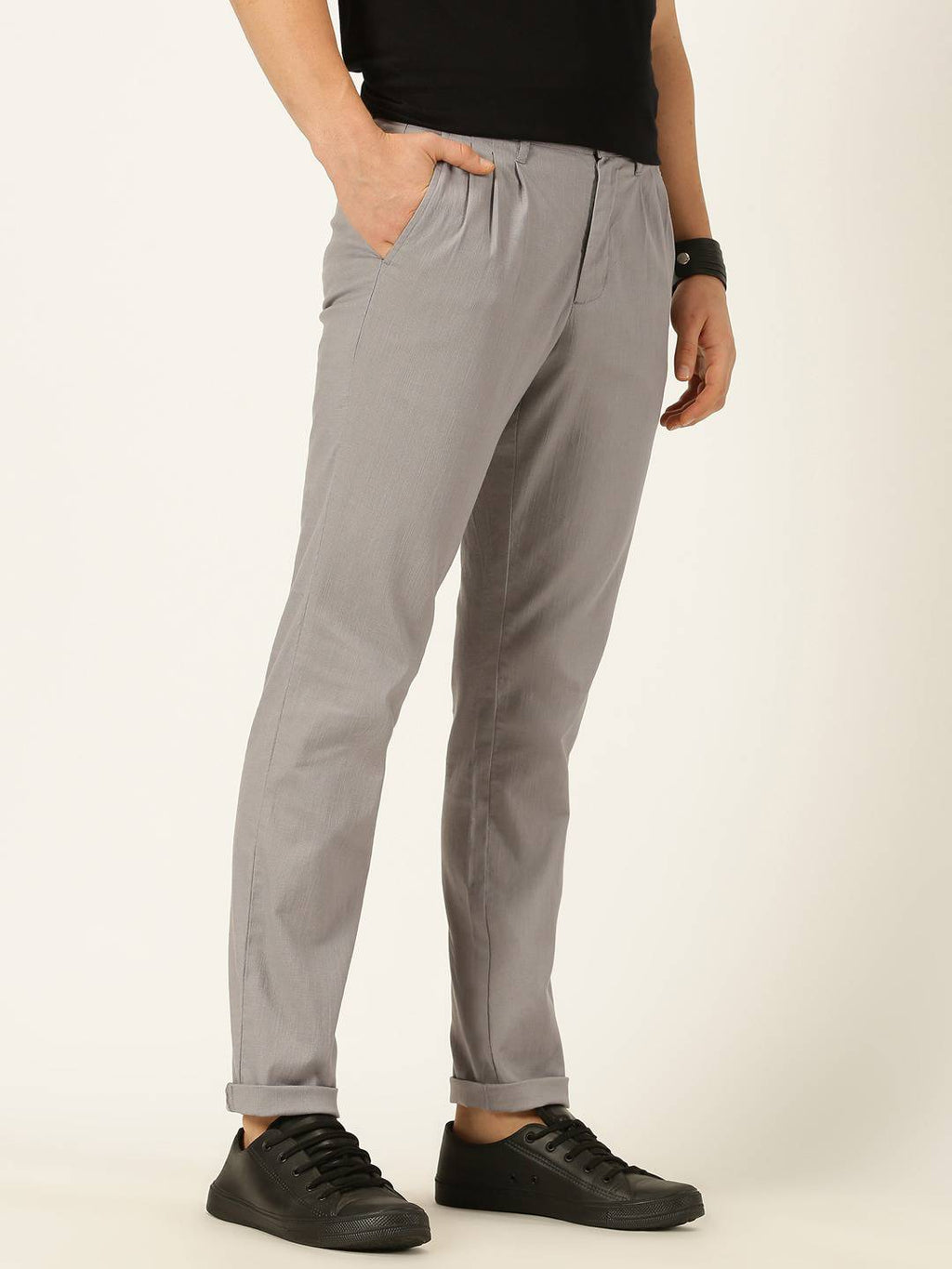 Thomas Scott Men Smart Linen Cotton Pleated Chino Trouser