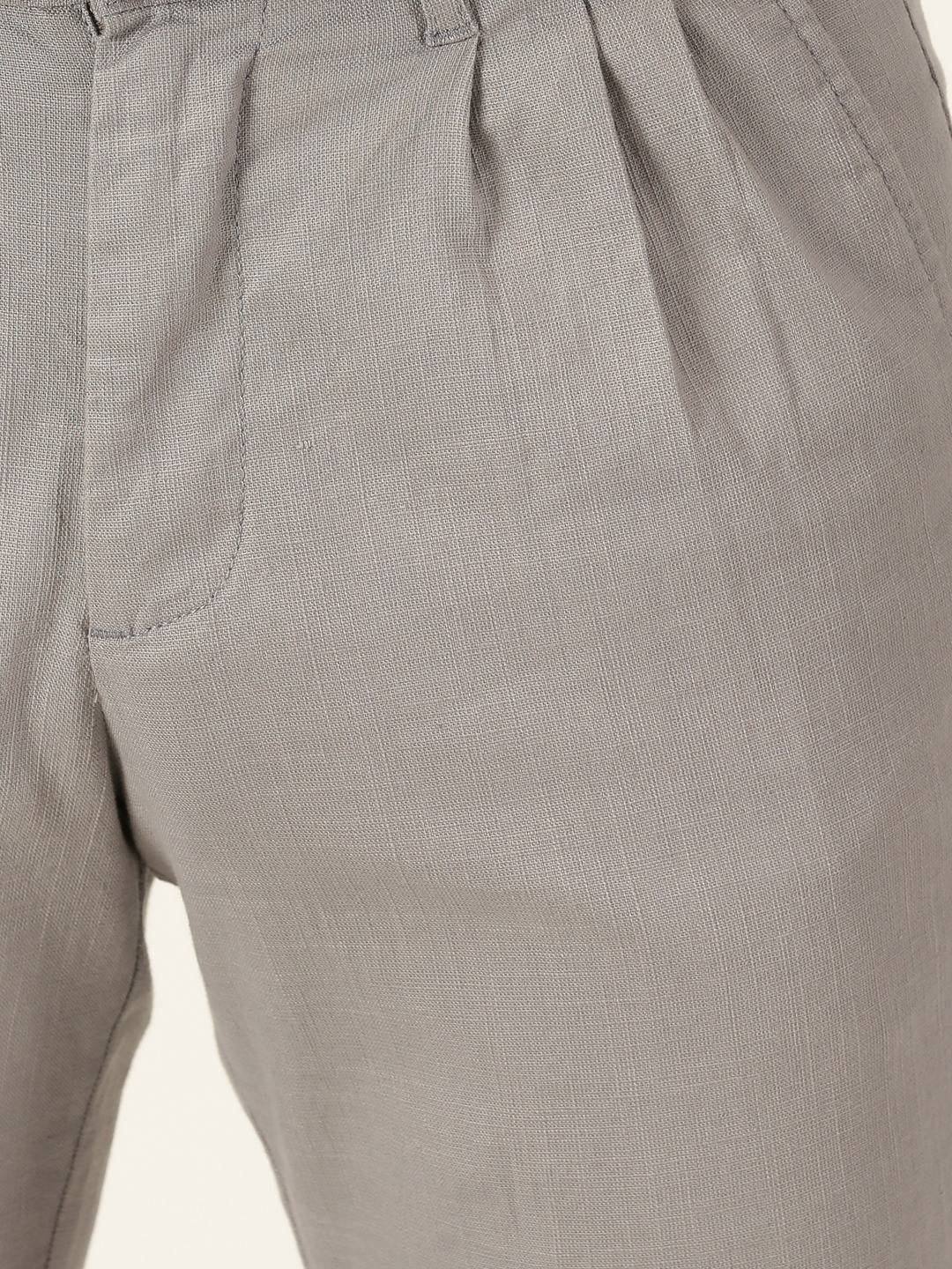 Thomas Scott Men Smart Linen Cotton Pleated Chino Trouser