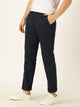 Navy Smart Linen Cotton Pleated Chinos Trouser For Men