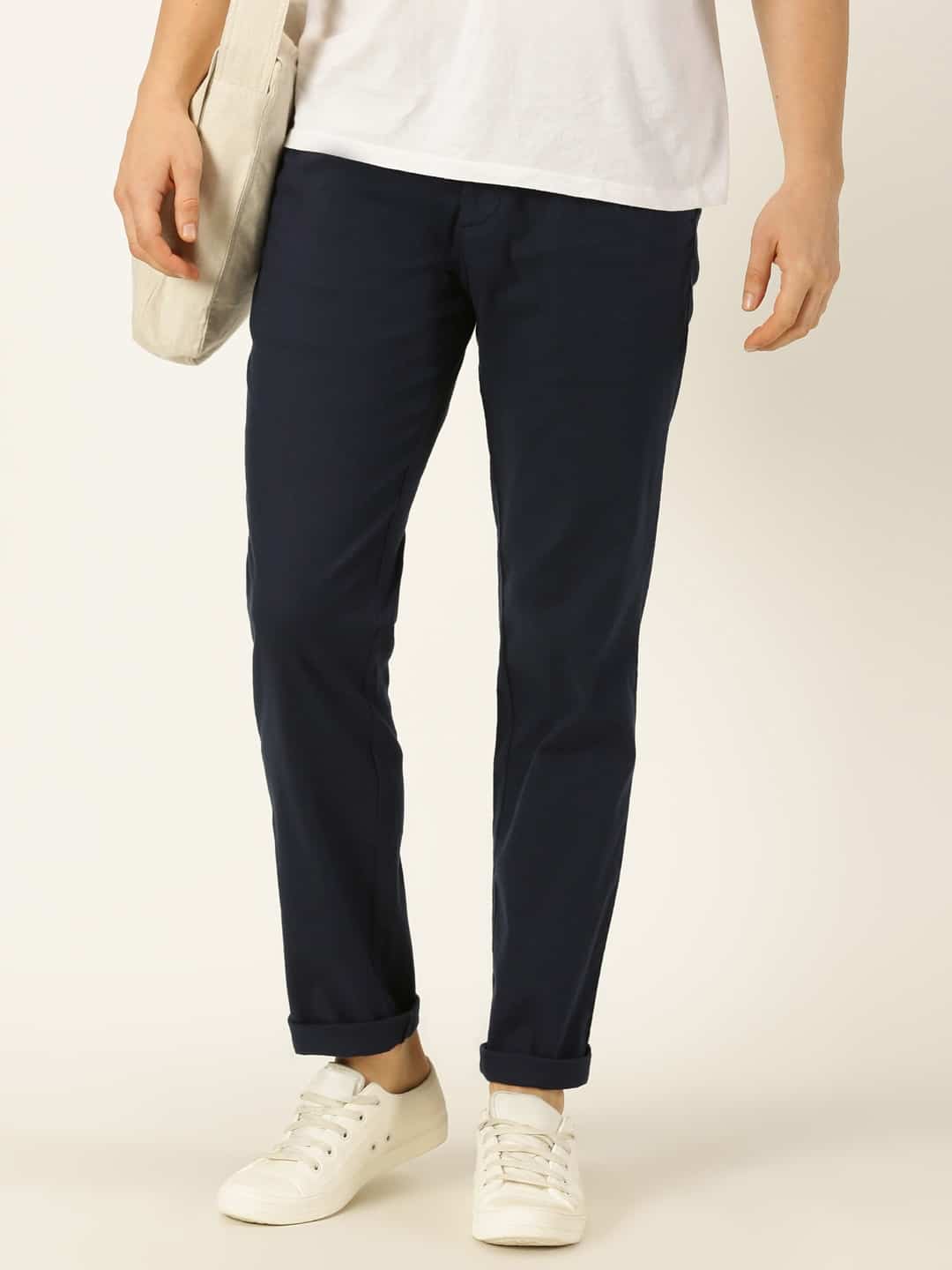 Thomas Scott Men Smart Linen Cotton Pleated Chino Trouser