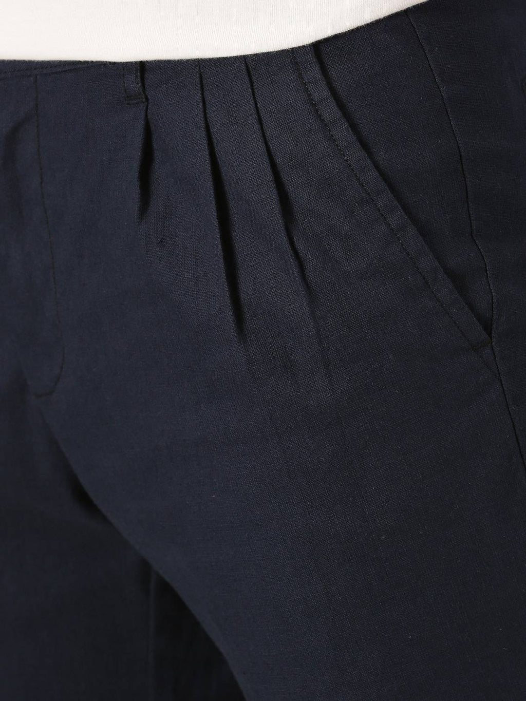 Thomas Scott Men Smart Linen Cotton Pleated Chino Trouser