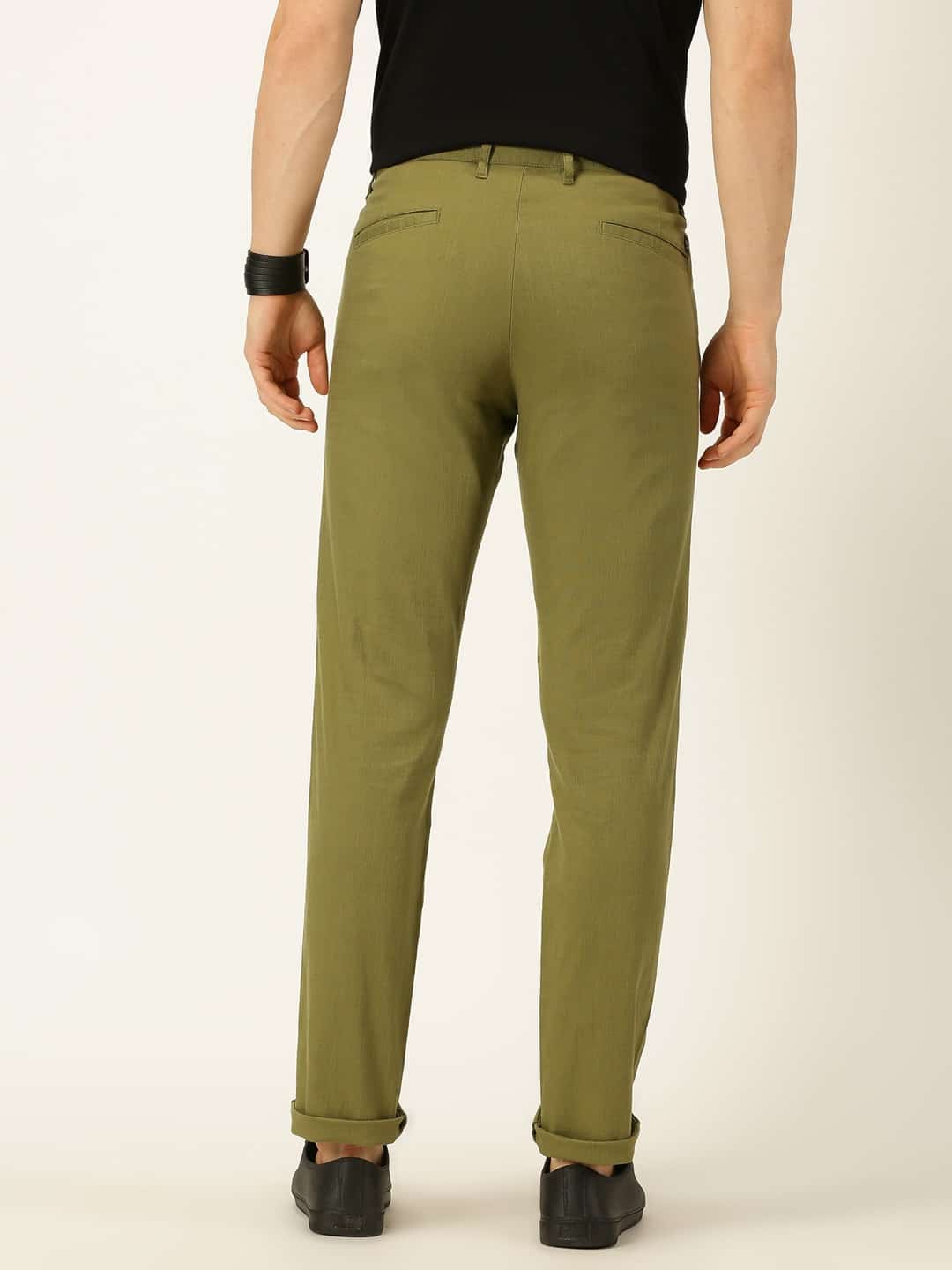 Thomas Scott Men Smart Linen Cotton Pleated Chino Trouser
