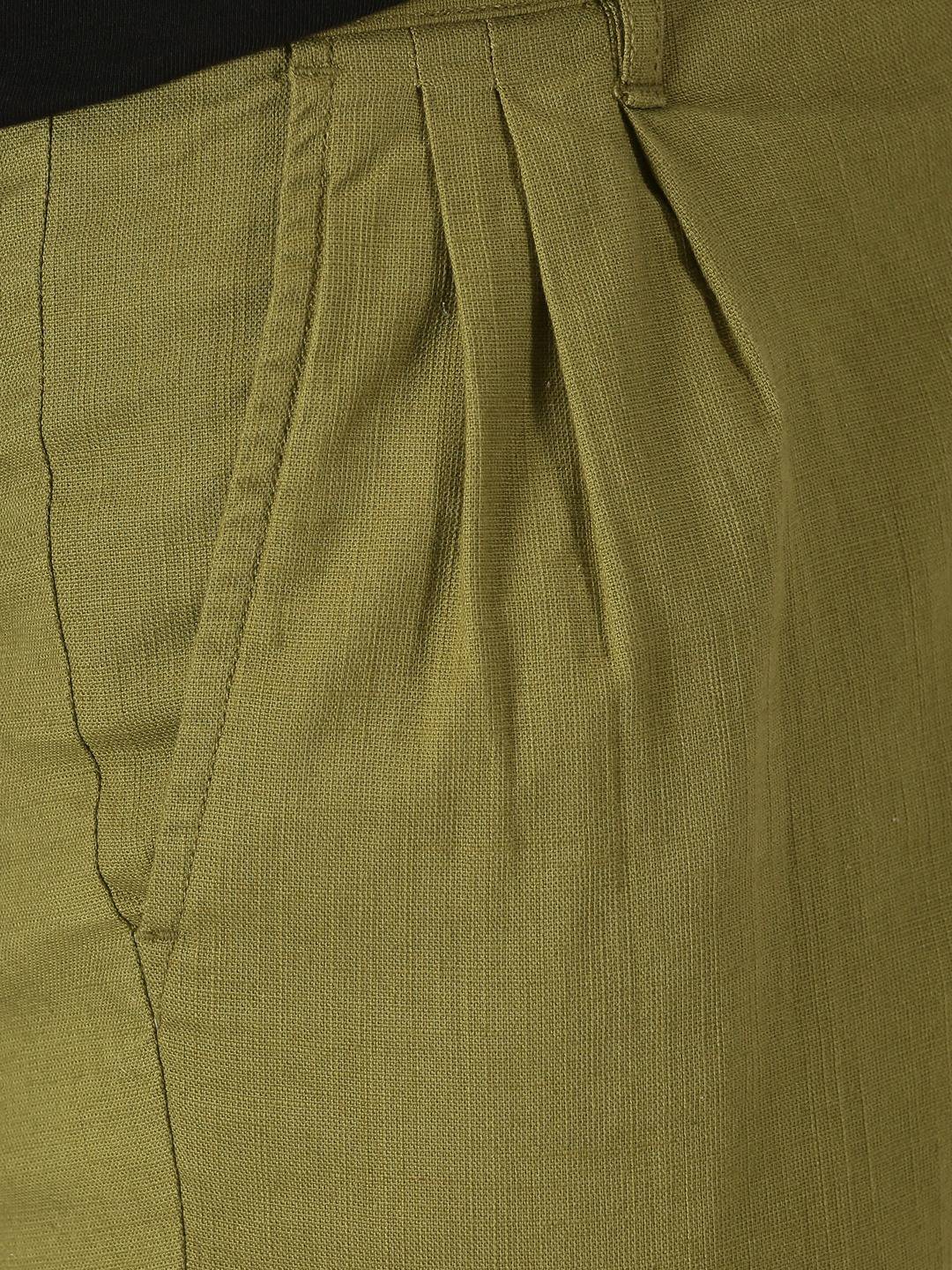 Thomas Scott Men Smart Linen Cotton Pleated Chino Trouser