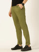 Olive Smart Linen Cotton Pleated Chino Trouser For Men