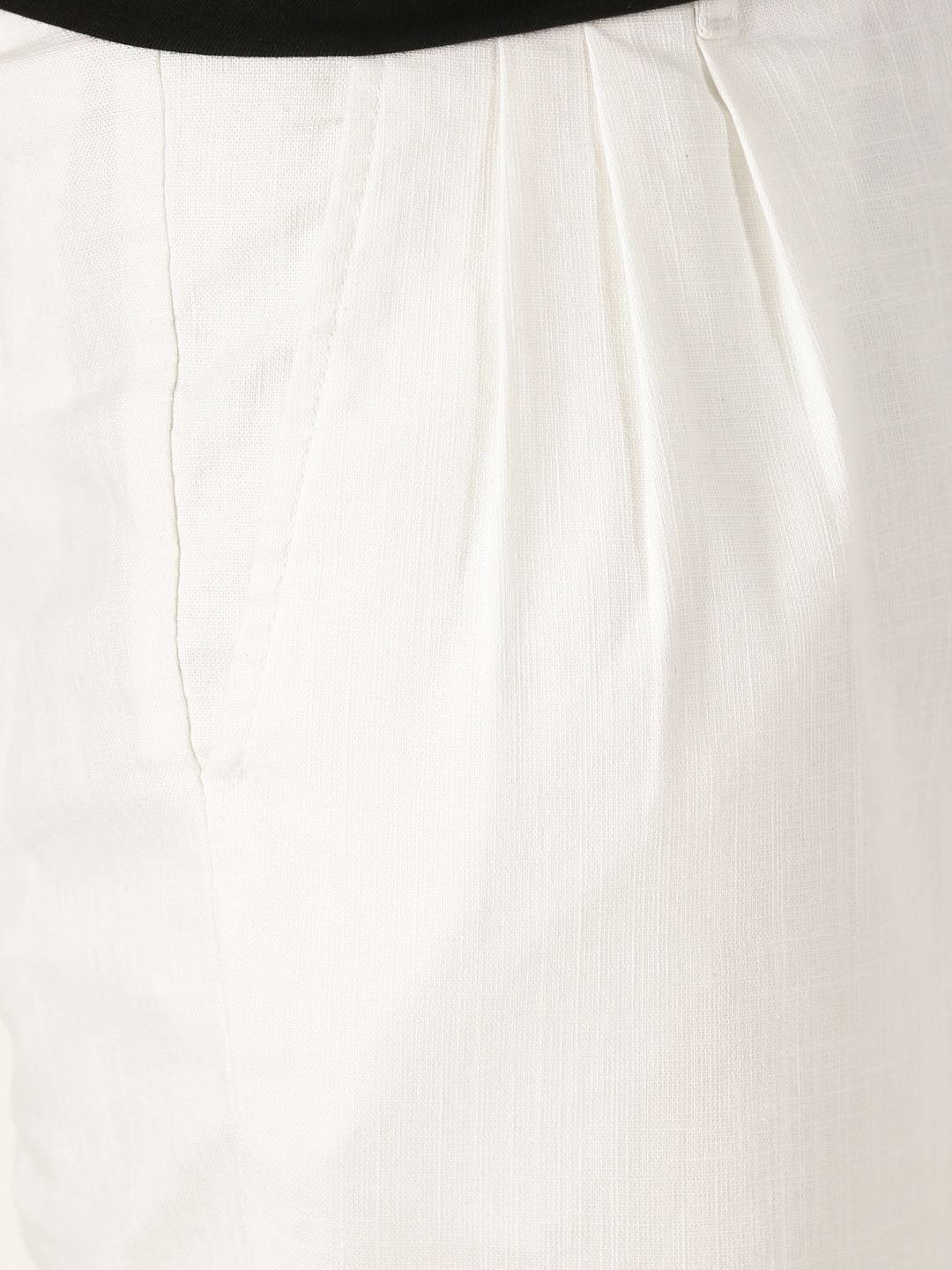 Thomas Scott Men Smart Pleated Linen Cotton Chinos Trousers