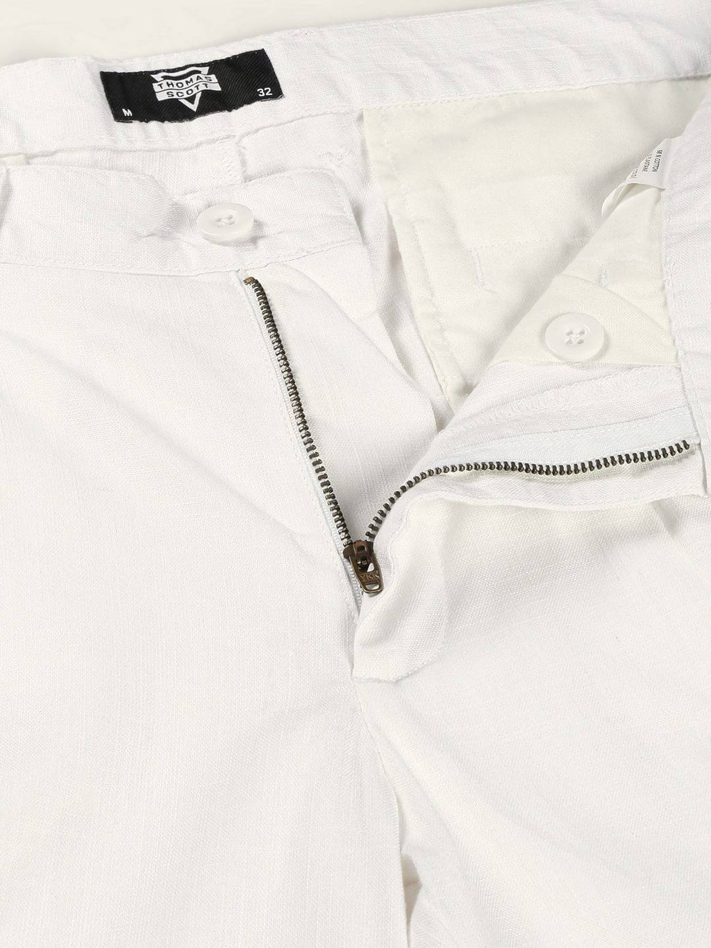 Thomas Scott Men Smart Pleated Linen Cotton Chinos Trousers