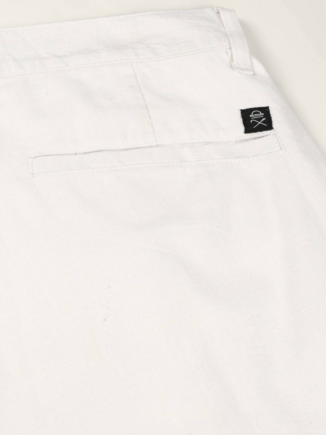 Thomas Scott Men Smart Pleated Linen Cotton Chinos Trousers