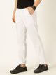 White Smart Pleated Linen Cotton Chinos Trouser For Men