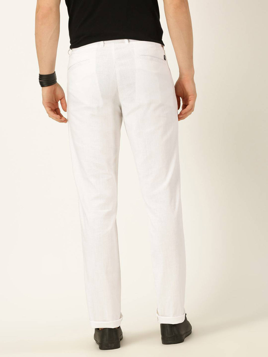 Thomas Scott Men Smart Pleated Linen Cotton Chinos Trousers