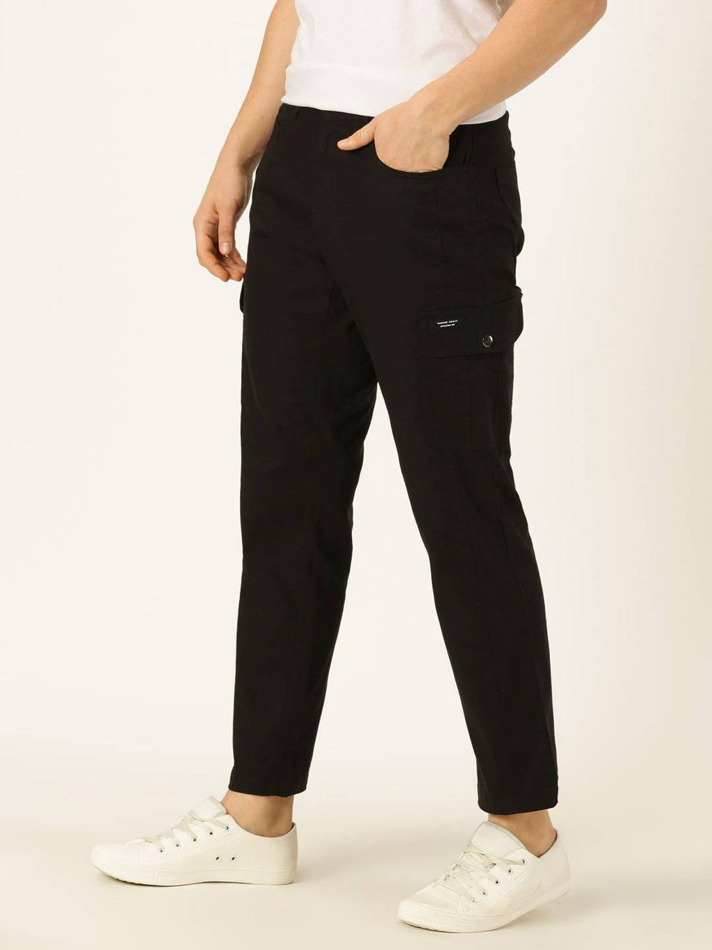 Thomas Scott Men Smart Slim Fit Linen Cotton Cargos Trousers