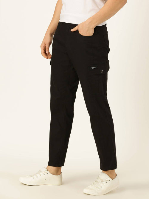 Thomas Scott Men Smart Slim Fit Linen Cotton Cargos Trousers