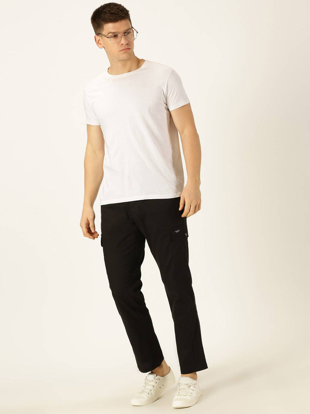 Thomas Scott Men Smart Slim Fit Linen Cotton Cargos Trousers